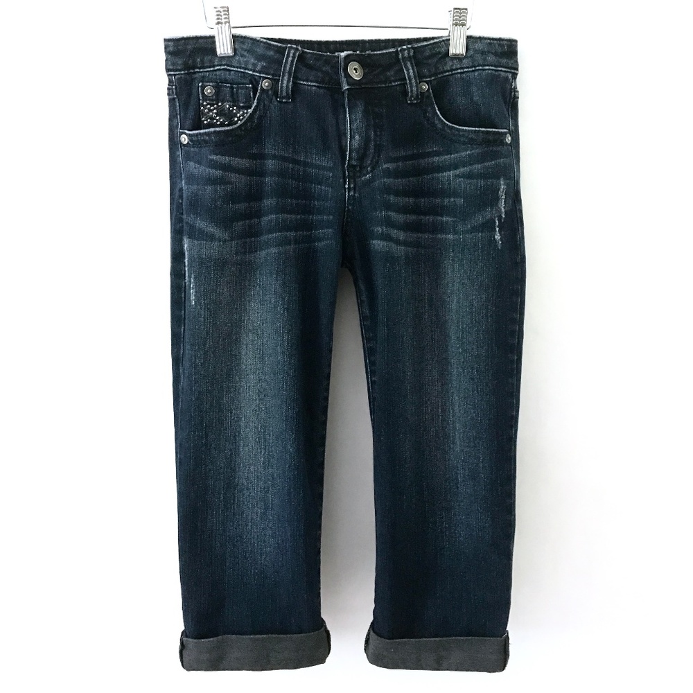 3/$15 Apt. 9 Modern Distressed Cropped Darker Denim Jeans